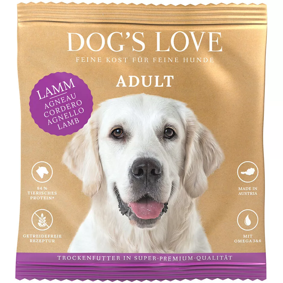Premium Hunde-Trockenfutter Lamm Probe 80g | DOG'S LOVE