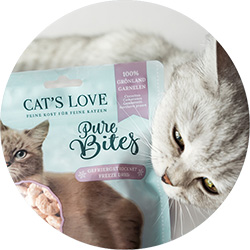 Cat nibbling on Pure Bites package