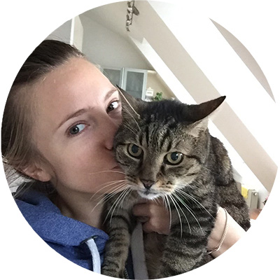 Katharina Miklauz with her family cat